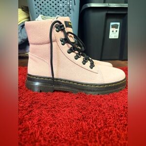 Dr. Martens Pink Combat Boots with Black Laces